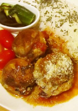 キノコ帽子の秋なすバーグ♡-レシピのメイン写真
