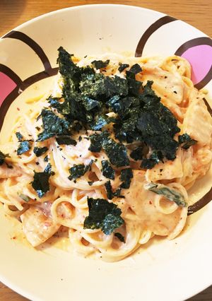 ズボラなキムチクリームパスタ-レシピのメイン写真