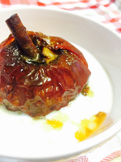 簡単ホットヨーグルトの焼きりんご添え-レシピのメイン写真