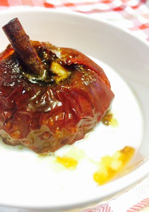 簡単ホットヨーグルトの焼きりんご添え-レシピのメイン写真