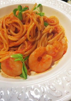 エビ殻で☆トマトクリームパスタ-レシピのメイン写真