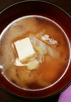 [お味噌汁]　白菜厚揚げ、豚肉少し-レシピのメイン写真