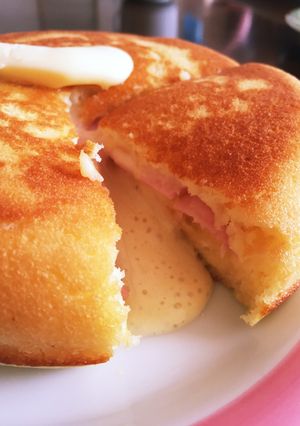 厚焼きホットケーキ♪ハムチーズ挟み-レシピのメイン写真