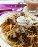 秋香る✾舞茸とチキンのソイソースパスタ
