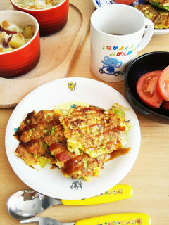 残ったうどんでミニお好み焼き-レシピのメイン写真
