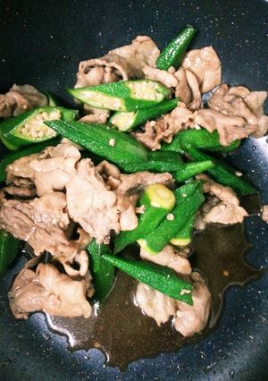 オクラと豚肉の甘辛炒め-レシピのメイン写真