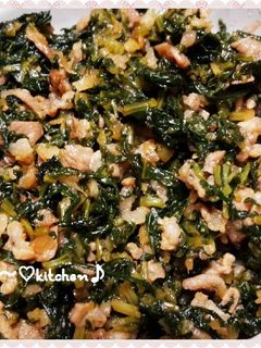 ご飯のお供に☆大根葉と豚肉の炒り煮♪-レシピのメイン写真