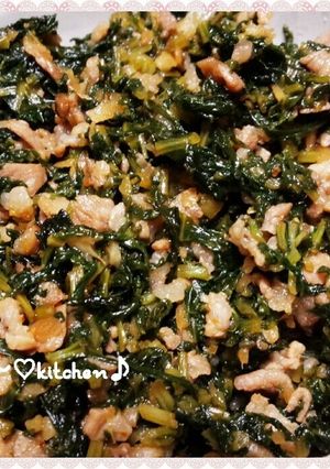 ご飯のお供に☆大根葉と豚肉の炒り煮♪-レシピのメイン写真