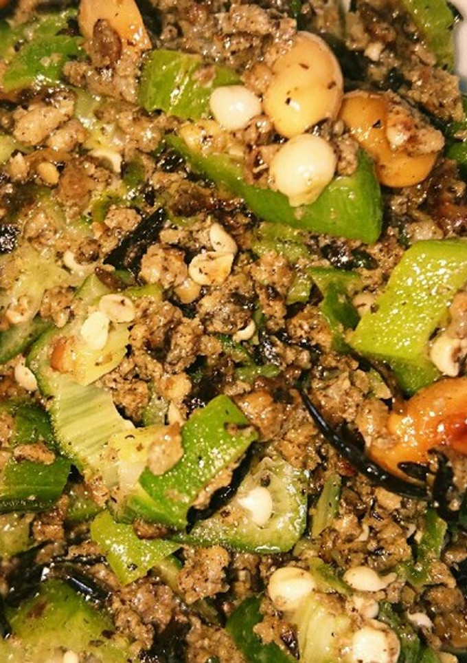 おくらとひじき煮とひき肉の簡単炒め物-レシピのメイン写真