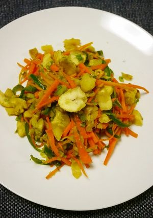 秋ダイエット！栗と千切り野菜の味噌炒め-レシピのメイン写真
