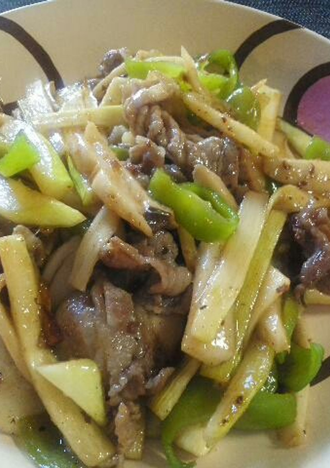 エリンギとマコモダケ　豚肉炒め-レシピのメイン写真