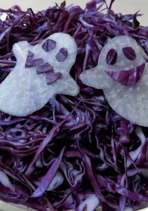 材料２つだけ！ハロウィン簡単お化けサラダ-レシピのメイン写真