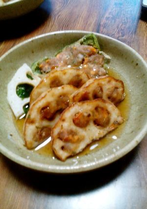 レンコンとピーマンの肉詰め-レシピのメイン写真