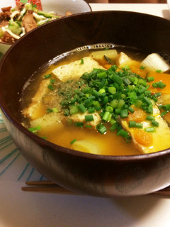 朝食に☆厚揚げとかぼちゃのみそ汁-レシピのメイン写真