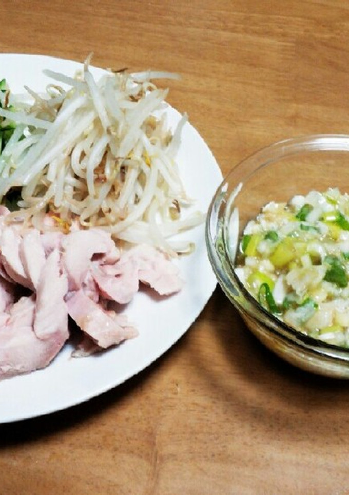 絶品！蒸し鶏のネギ塩タレ(･∀･)-レシピのメイン写真