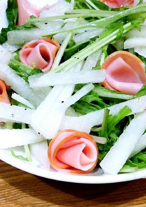 レモンドレッシングで♪梨と水菜のサラダ-レシピのメイン写真