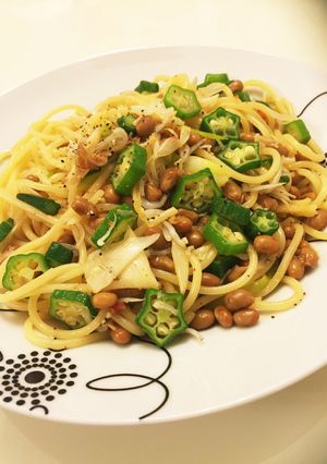 納豆オクラパスタ チャンジャ入り-レシピのメイン写真
