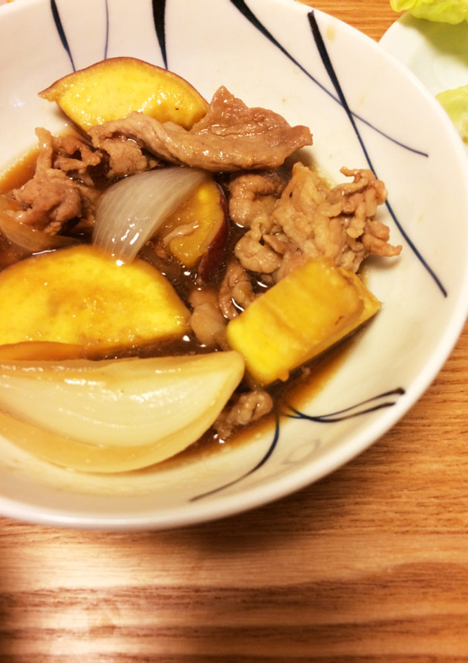 さつまいもと豚肉の黒酢こっくり煮-レシピのメイン写真