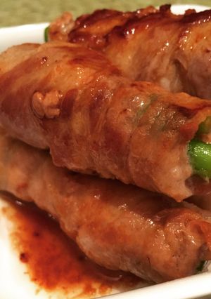 ニンニクの芽の豚バラ肉巻き-レシピのメイン写真