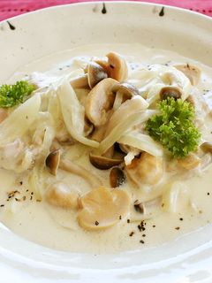 レンジで簡単♪鶏肉ときのこのクリーム煮-レシピのメイン写真
