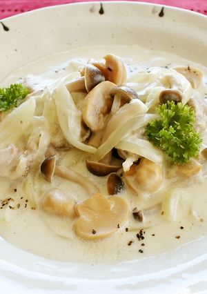 レンジで簡単♪鶏肉ときのこのクリーム煮-レシピのメイン写真