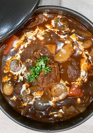 萬古焼でレンチン簡単!ビーフシチュー-レシピのメイン写真