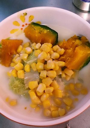 かぼちゃとコーンの豆乳うどん-レシピのメイン写真