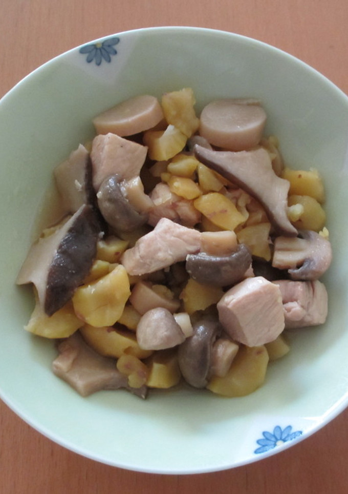 鶏むね肉と生栗＆きのこの煮物-レシピのメイン写真