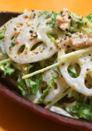 レンコンと水菜のシャキシャキサラダ-レシピのメイン写真