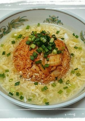 豚キムチ&卵スープのスープチャーハン-レシピのメイン写真