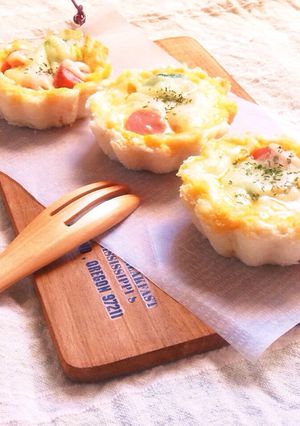 ミニタルト型で食パンキッシュ-レシピのメイン写真