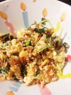 超簡単☆水菜となめ茸の卵とじ-レシピのメイン写真