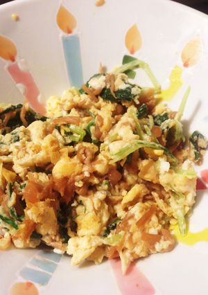 超簡単☆水菜となめ茸の卵とじ-レシピのメイン写真