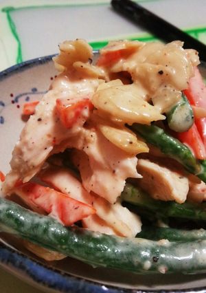 さやいんげんとチキンのサラダ-レシピのメイン写真