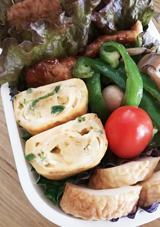 揚げ玉で、だし巻き風卵焼き。お弁当-レシピのメイン写真