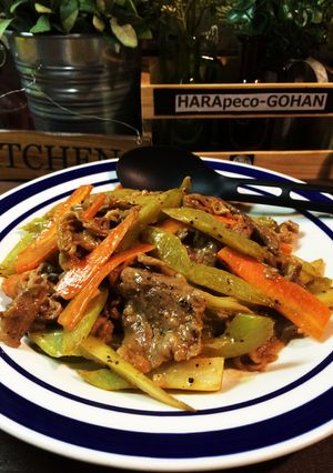シャキ旨☆セロリと牛肉のオイマヨ炒め。-レシピのメイン写真