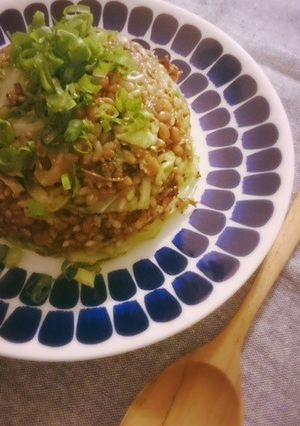 長ねぎとキャベツの納豆玄米炒飯-レシピのメイン写真
