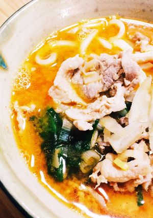 あったか♪豚肉とごぼうで辛味噌うどん♡-レシピのメイン写真