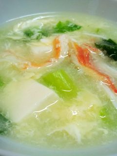 カニ入り!豆腐と青梗菜のスープ-レシピのメイン写真