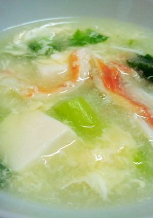 カニ入り！豆腐と青梗菜のスープ-レシピのメイン写真