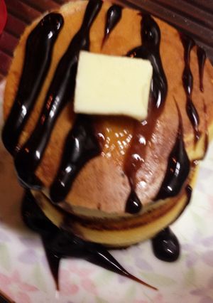 セリアの型でふんわり分厚いパンケーキ-レシピのメイン写真