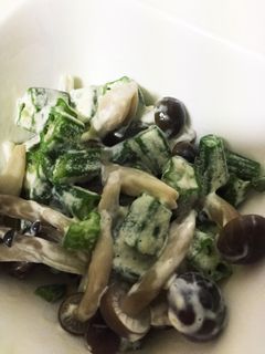 簡単オクラとしめじマヨネーズ和え-レシピのメイン写真