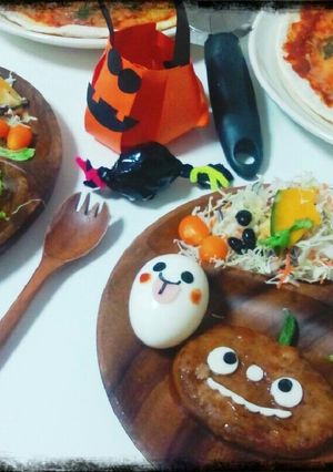 ハンバーグdeハロウィン♡かぼちゃおばけ-レシピのメイン写真