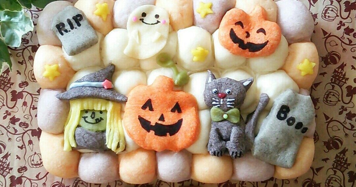ちぎりパン&ドクロリースパン☆ハロウィン ハロウィンリースのちぎりパン☆ by namie_ig 【クックパッド