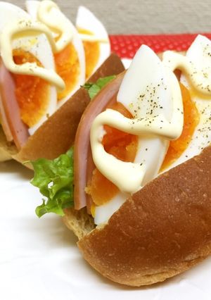 コンビニで調達☆低糖質ハムたまごサンド-レシピのメイン写真