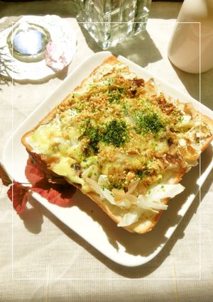 ざく切りキャベツ 青海苔おかかトースト-レシピのメイン写真