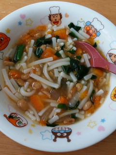 離乳食☆つるつるっと完食!野菜納豆うどん-レシピのメイン写真