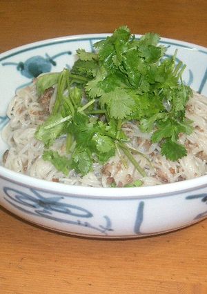 炒め挽き肉と香菜の和えそうめん-レシピのメイン写真