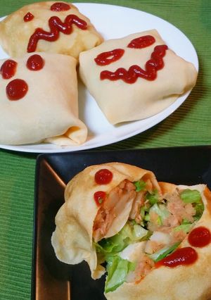 ツナじゃが卵のゴーストクレープサラダ包み-レシピのメイン写真