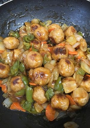 簡単！甘辛味の野菜たっぷり肉だんご炒め-レシピのメイン写真
